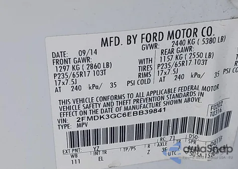 2014 Ford Edge Se from USA, damaged, VIN 2FMDK3GC6EBB39841